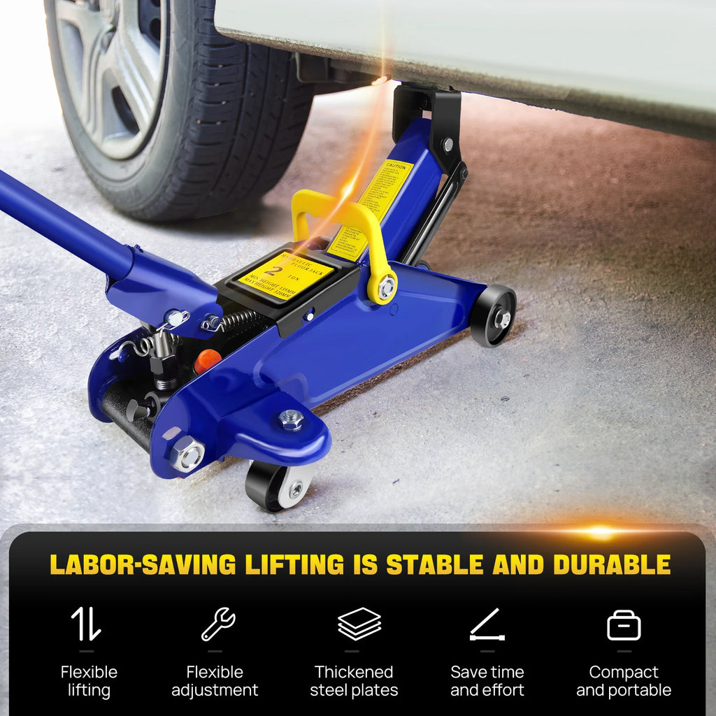 Dayplus carrinho hidráulico piso jack resistente 2 toneladas de baixo perfil levantamento para carro van garagem reparação pneus mudança pneu emergência