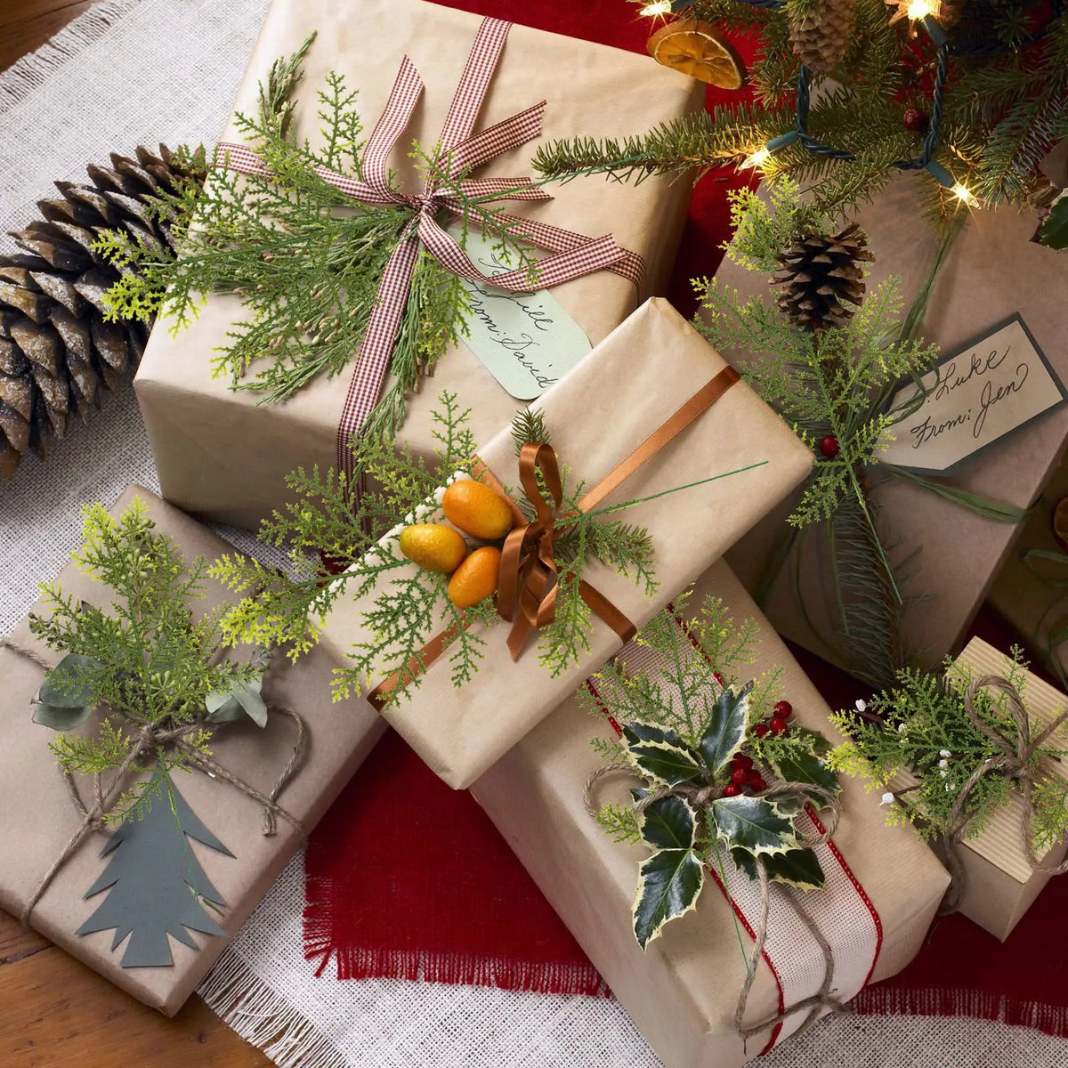 Artificial Pine Branches Simulação, Planta verde, Folhas falsas, Natal, Ano Novo, Decoração do lar