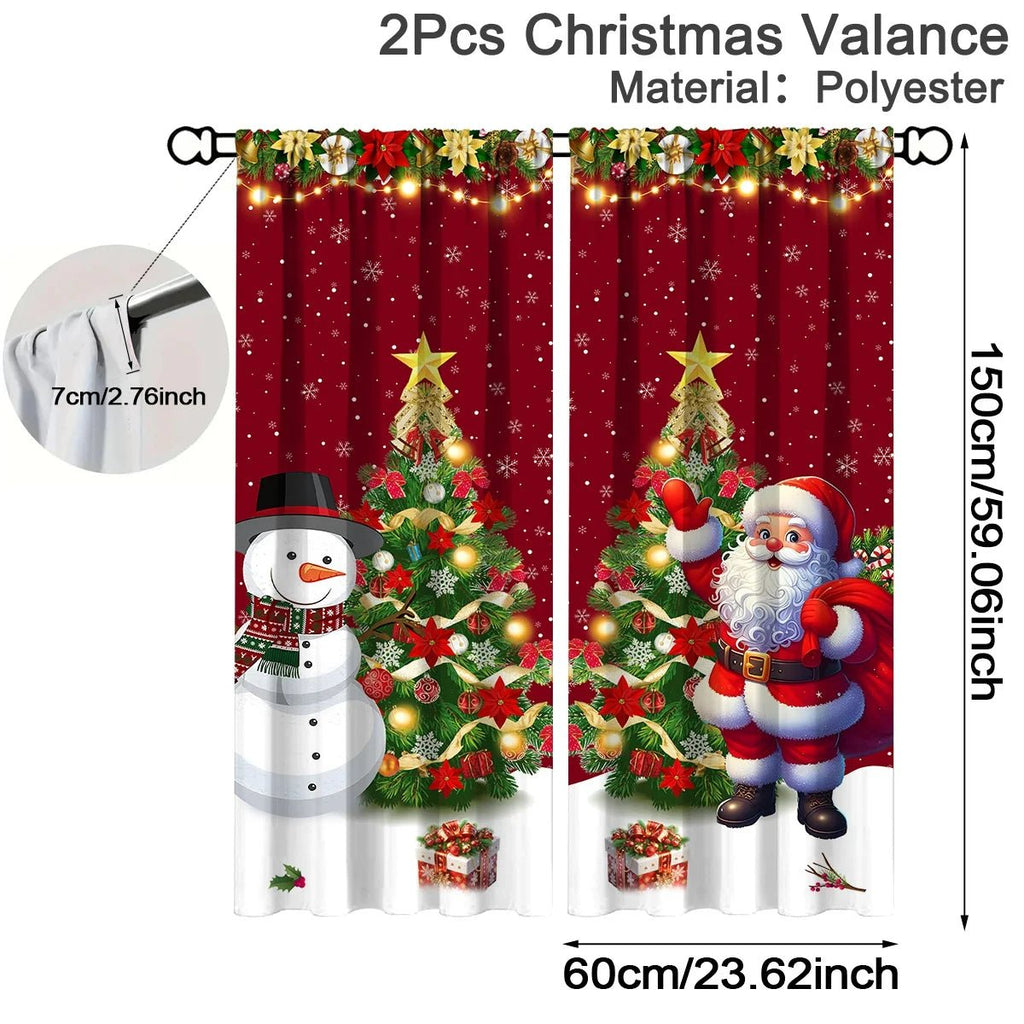 1/2 peças de cortina de Natal, decoração de Feliz Natal para casa, cortina de Natal 2025, enfeites de janela, presente de Natal 2026.