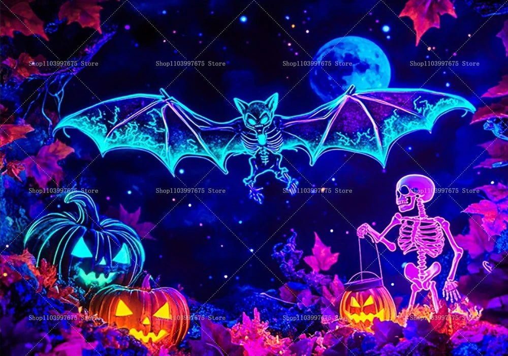Halloween Backdrop Banner Pumpkin Bats Ghost Design Photography Background For Halloween Party Birthday Decorations Wall Decor - Kasa & Pet