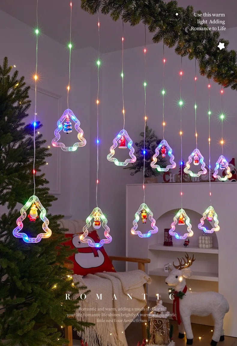 Decoração de lâmpada de janela de natal luzes de cortina de fadas 8 modos de trabalho luzes de corda de árvore de natal para festa de casamento decoração de casa