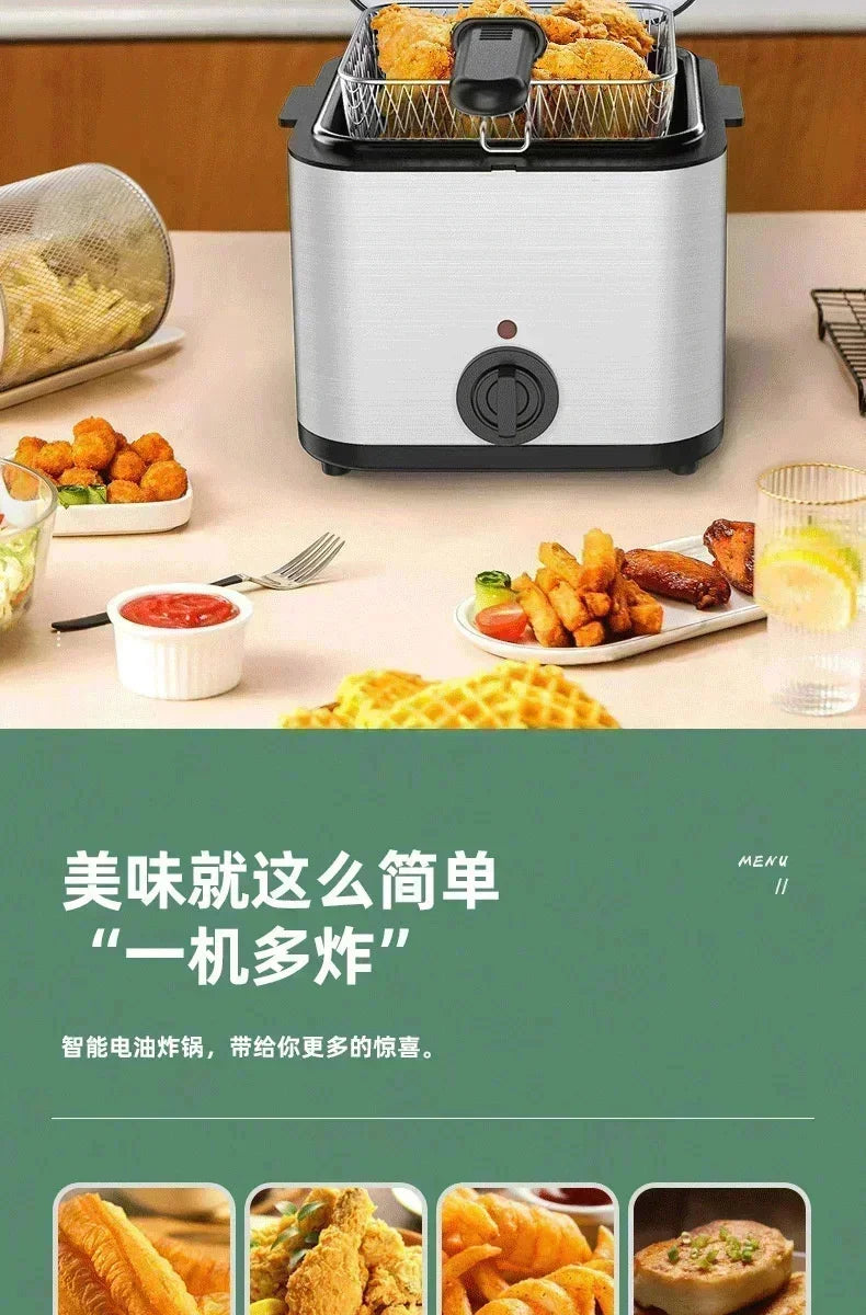 110v 220v 1000w 2.5l casa multi funcional fritadeira elétrica óleo batatas fritas asas de frango lanche máquina