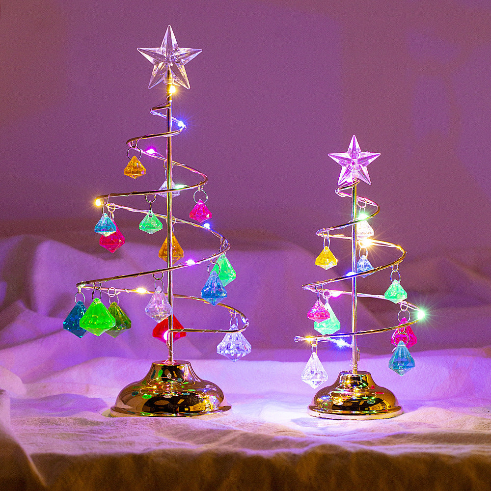 Galvanizado Árvore De Ferro LED Luzes Noturnas, Cristal Luminoso, Decoração De Mesa, Presentes De Natal