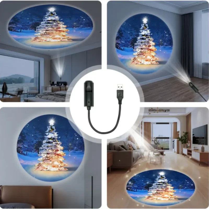 Projetor de Luz LED de Natal 3/6/10 peças com Padrões de Projeção - Luz Noturna Ajustável com Papai Noel e Árvore de Natal para Decoração de Natal
