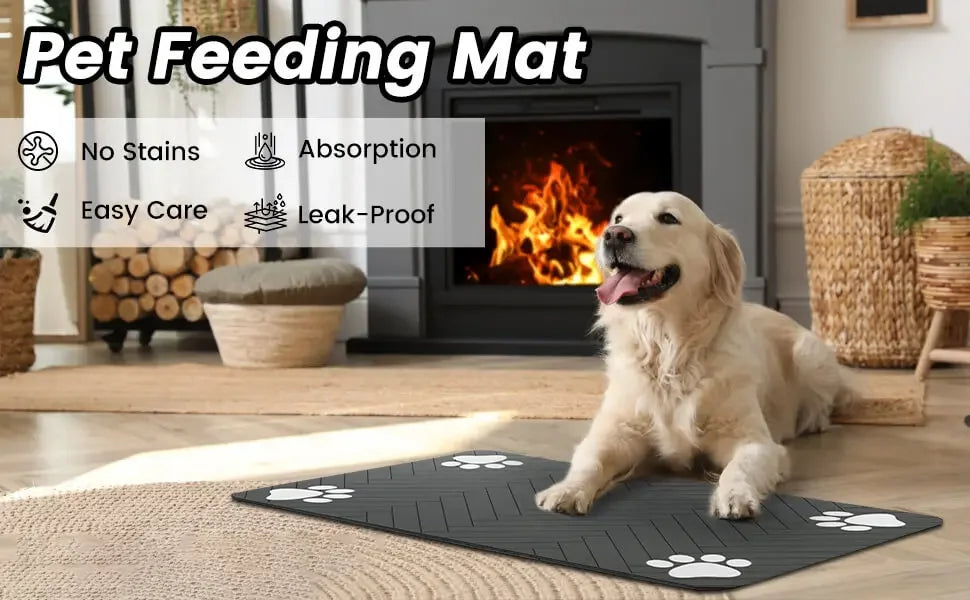 Tapete de alimentação para animais de estimação, absorvente, suporte de borracha, secagem rápida, tapete de água para cães e gatos, comida e tigela de água com à prova d'água