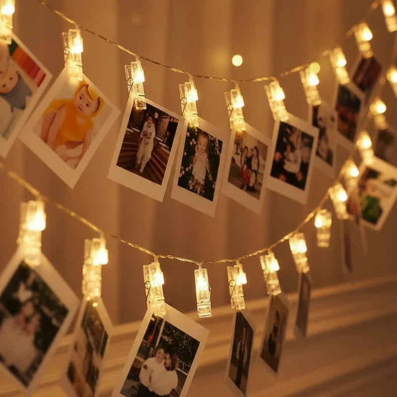 Luzes de Fada LED com Clipes para Fotos, 10 LEDs e 20 LEDs para Decoração de Natal e Presentes de Dia dos Namorados