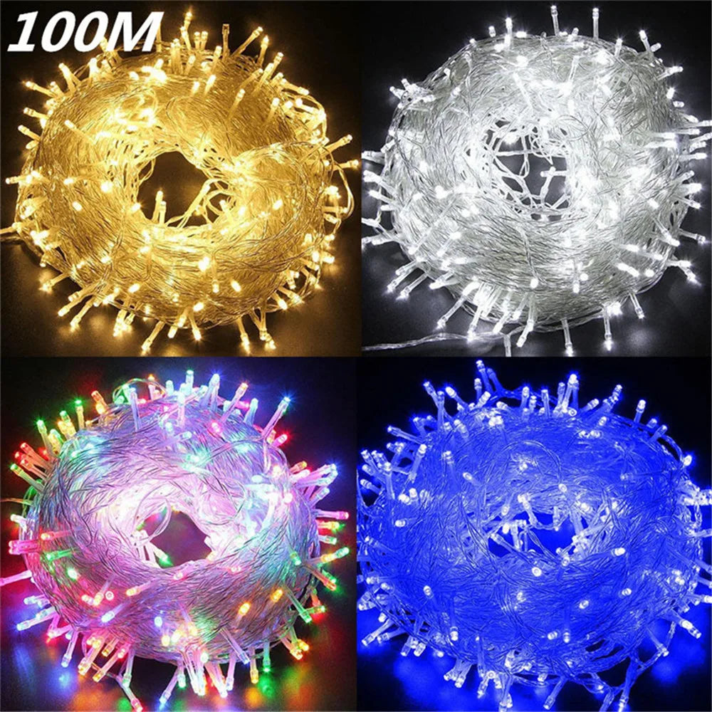 Luzes de natal 5m 10m 20m 30m 50m 100m led string luz de fadas 8 modos luzes de natal para festa de casamento luzes do feriado