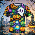 Menino roupas engraçado terror abóbora gráfico t camisa meninos meninas halloween manga curta topos 2-10y crianças presente de halloween festa camiseta