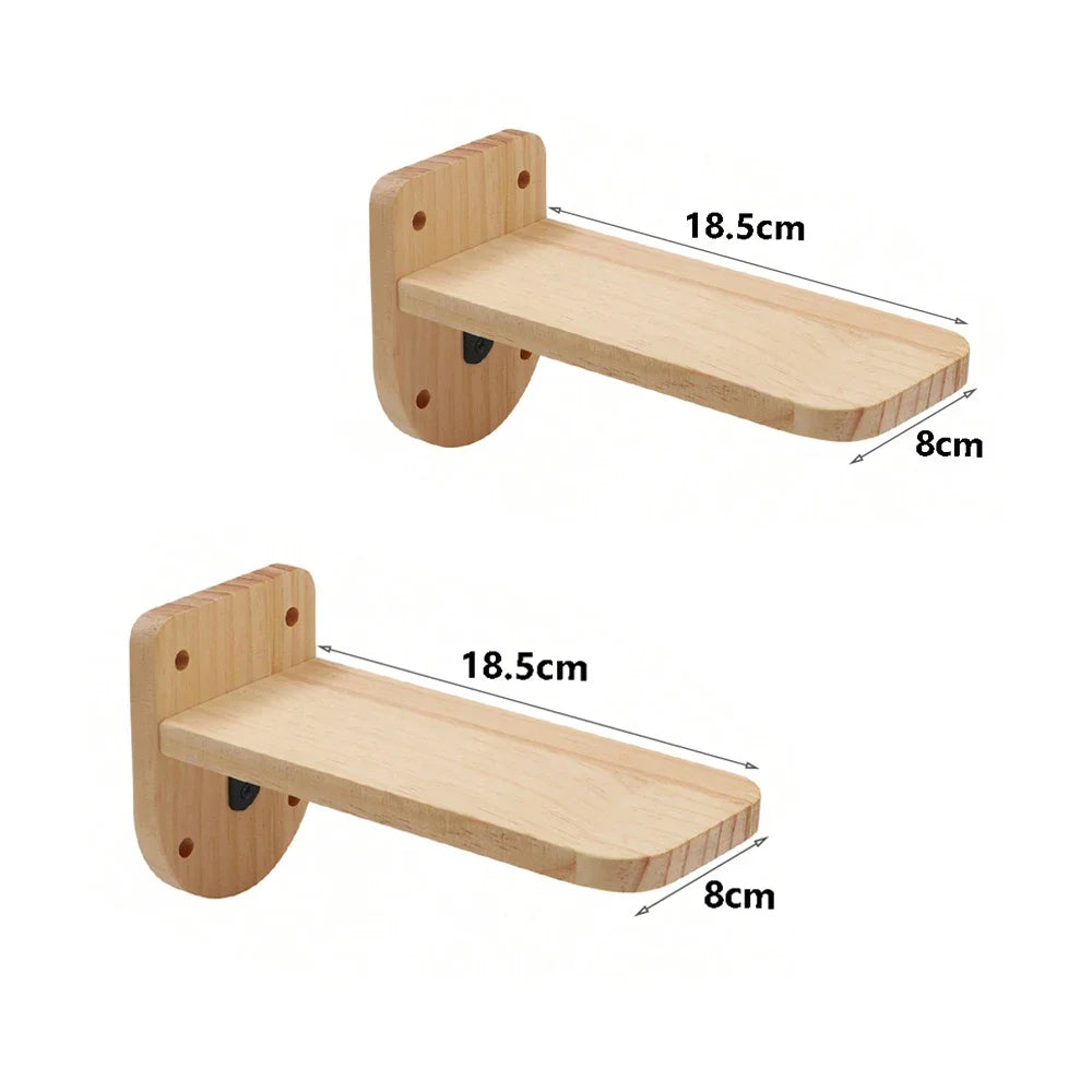 Arranhador de Parede para Gatos com Prateleira, Plataforma e Rede, em Madeira