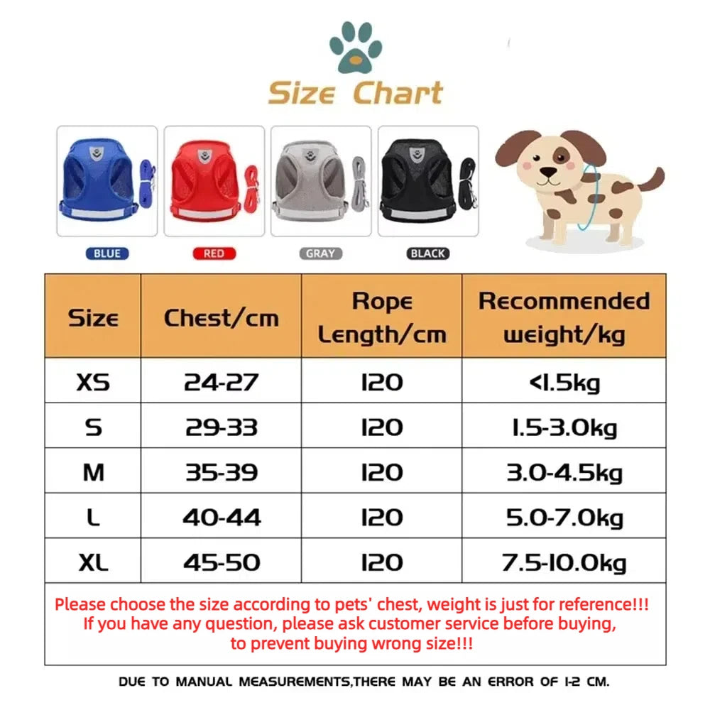 Conjunto de Coleira para Gato, Colete Ajustável Refletivo Anti-Fuga, Coleira para Cães Pequenos, Suprimentos para Filhotes e Gatos