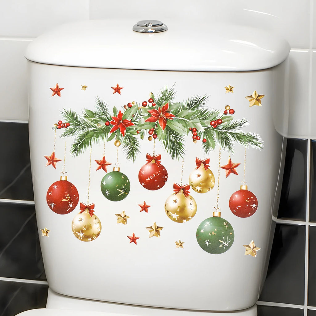 Natal boneco de neve adesivo higiênico feliz natal festa decoração 2025 natal decoração do banheiro navidad natal presente de ano novo 2026