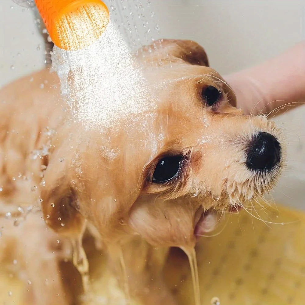 Chuveiro Portátil para Animais de Estimação - Pulverizador de Silicone Ajustável para Cães e Gatos, Fluxo de Água Suave para Animais de Estimação em Ambientes Internos e Externos