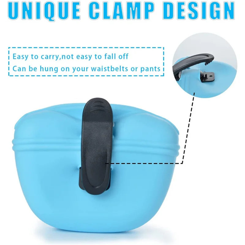 Saco de silicone para tratamento de cães, saco portátil para treinamento de cães, alimentador ao ar livre, bolsa para lanche de cachorro, saco de armazenamento de recompensa de alimentos, suprimentos para animais de estima
