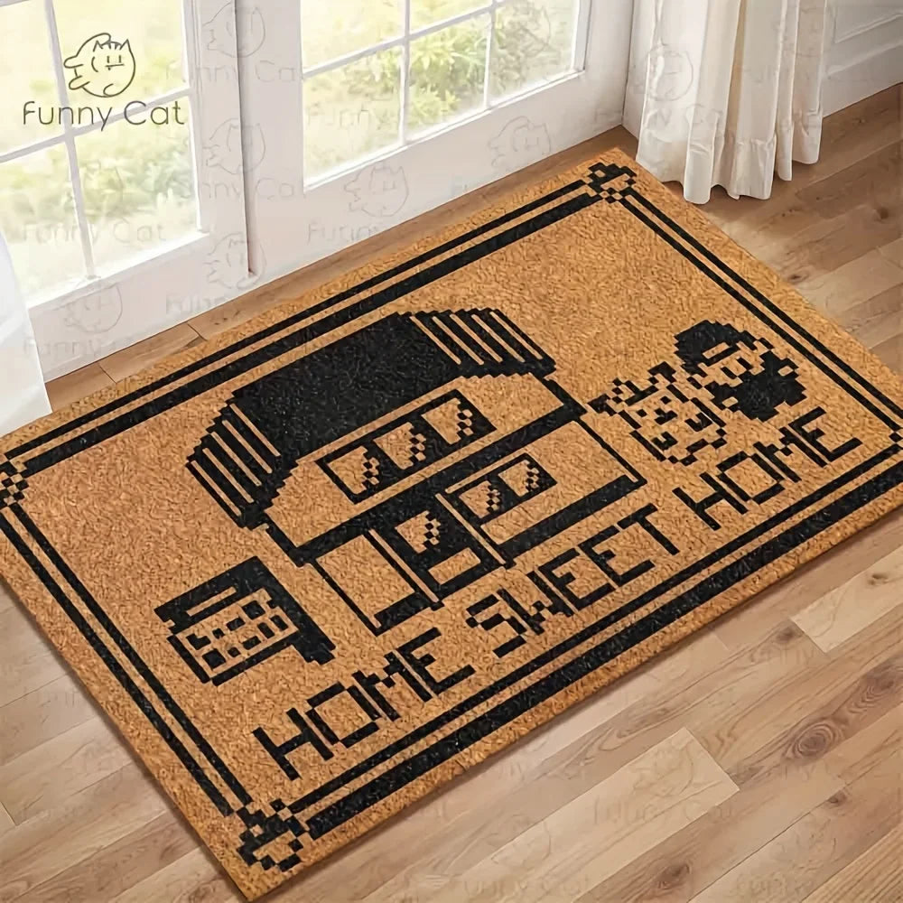 Tapete de porta estilo pixel VIKAMA - Durável e resistente a manchas - Tapete de entrada interno e externo - Tapete decorativo para casa