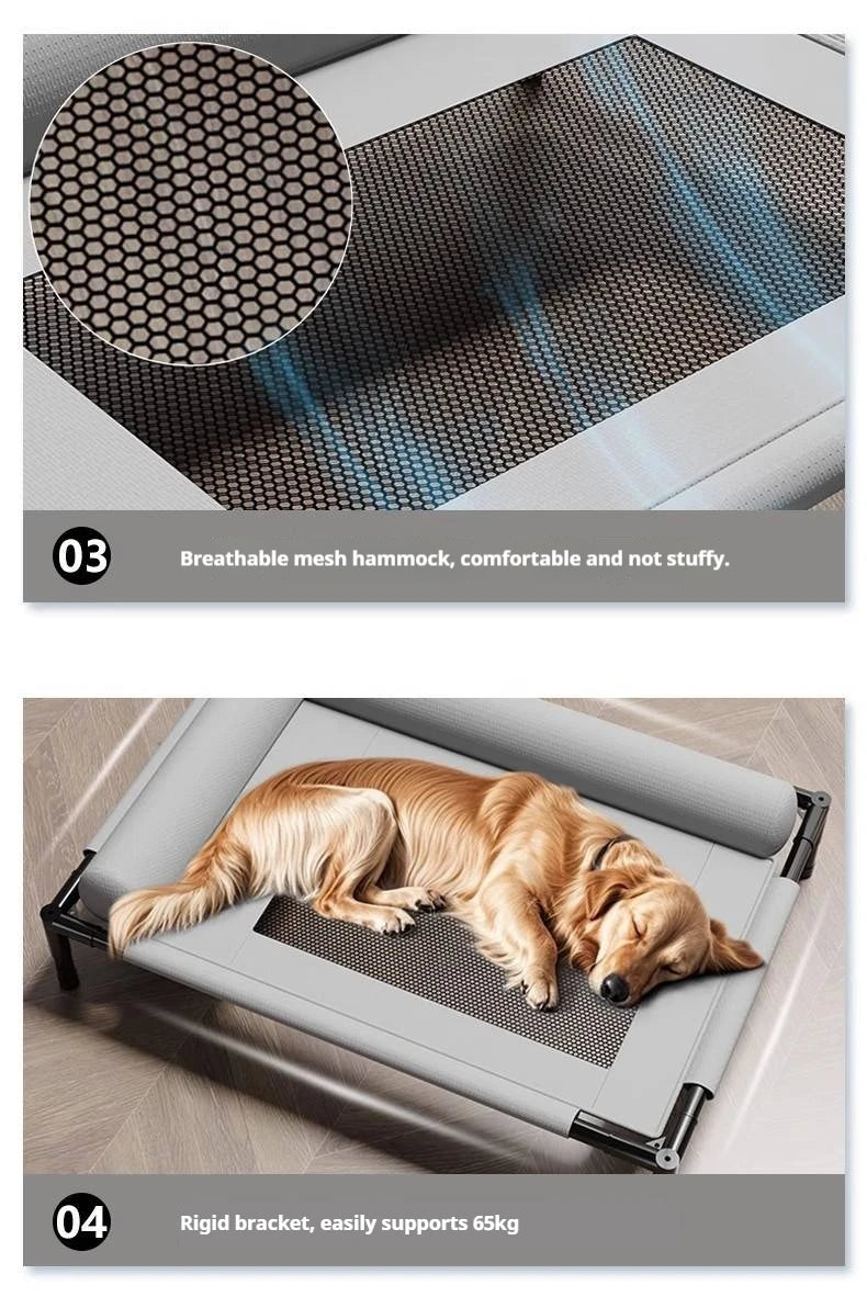 Cama elevada para animais de estimação em malha respirável com travesseiro removível e lavável, à prova de umidade, para cães e gatos de porte médio e grande, para todas as estações.