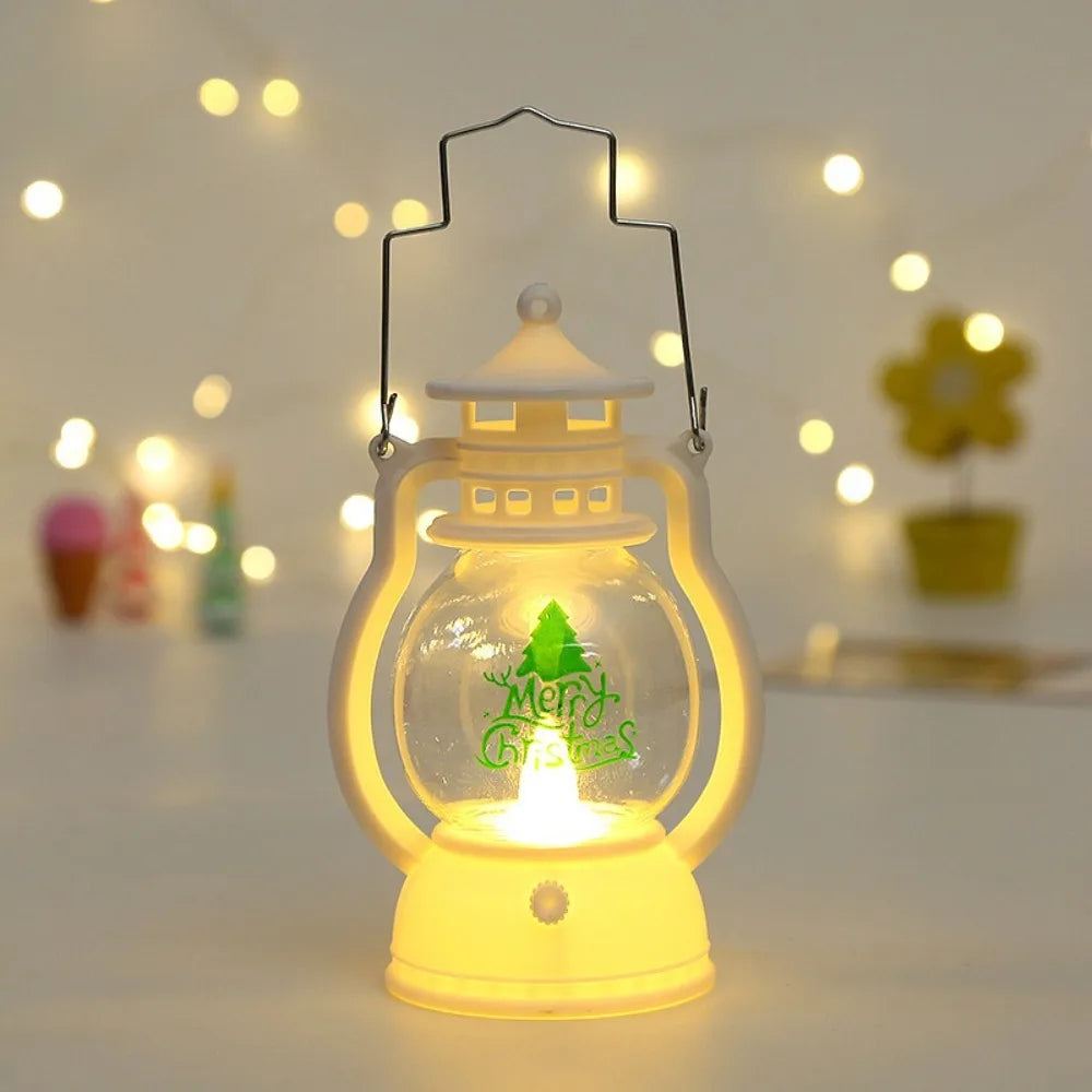 Lanterna de Natal com Luzes LED, Decoração Portátil do Papai Noel, Lâmpada a Óleo, Ornamentos de Mesa, Luz de Cavalo Brilhante, Presentes de Natal
