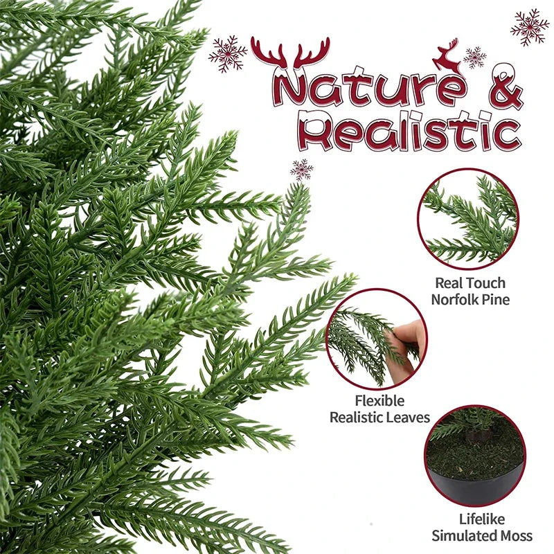 Árvore de Natal Artificial de Pinheiro Norfolk de 60CM, Planta Falsa Impermeável para Jardim, Quintal, Varanda, Decoração de Férias de Inverno