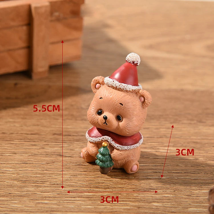 Natal resina família pequenos animais ornamentos criativo decoração para casa mini árvore de natal velho presente de natal