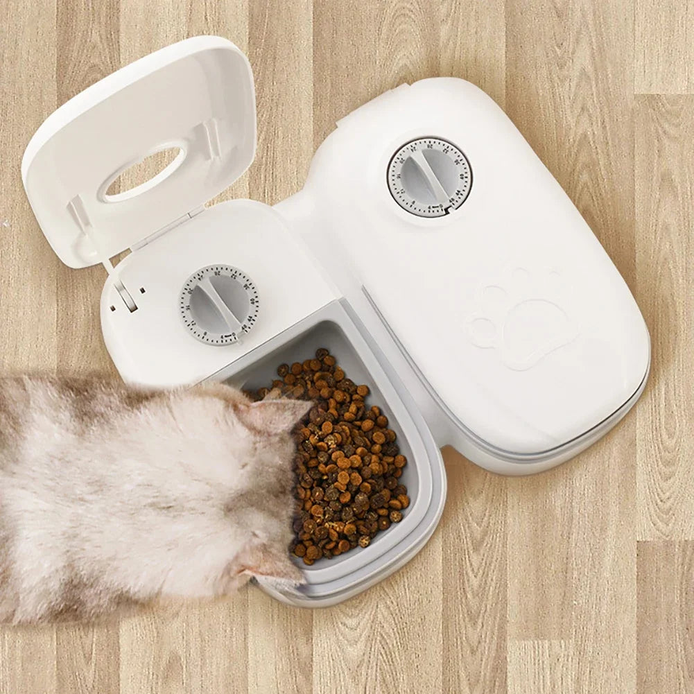 Alimentador automático para gatos, dispensador cronometrado de comida para animais de estimação para alimentos secos e molhados, 48 horas cronometradas, alimentador inteligente para gatos, cães, produtos para animais de e