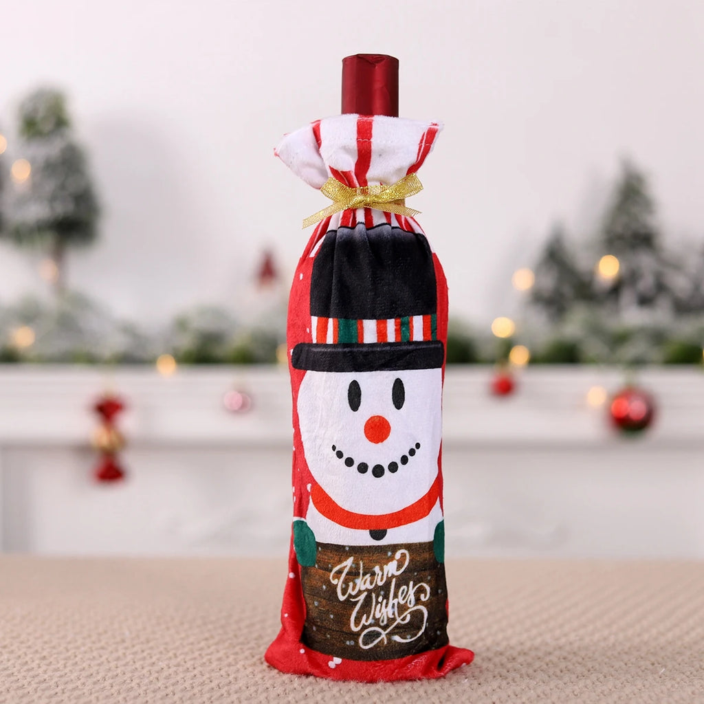 Natal garrafa de vinho capa feliz natal decorações para casa 2025 navidad noel natal ornamentos presente de natal feliz ano novo 2026