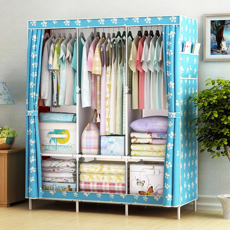 Guarda-roupa simples reforçado, armazenamento à prova de poeira, armação de aço, combinação do reforço, dormitório