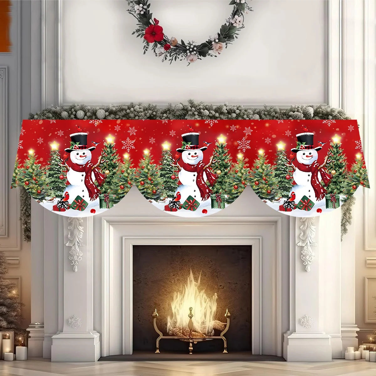 Natal vermelho lareira mantel cachecol capa de mesa enfeites de natal para casa 2025 boneco de neve de natal navidad natal ano novo 2026 presentes