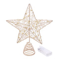 Estrela de Natal para Árvore com Luzes de Fio de Pérola Dourada e Prateada, Decoração de Árvore de Natal, Decoração de Casa para o Ano Novo, Enfeites de Natal.