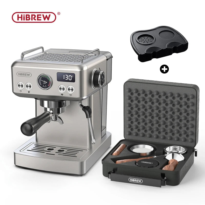 Hibrew 20bar semiautomática máquina de café expresso temperatura ajustável 58mm portátil frio/quente cafeteira metal caseh10a