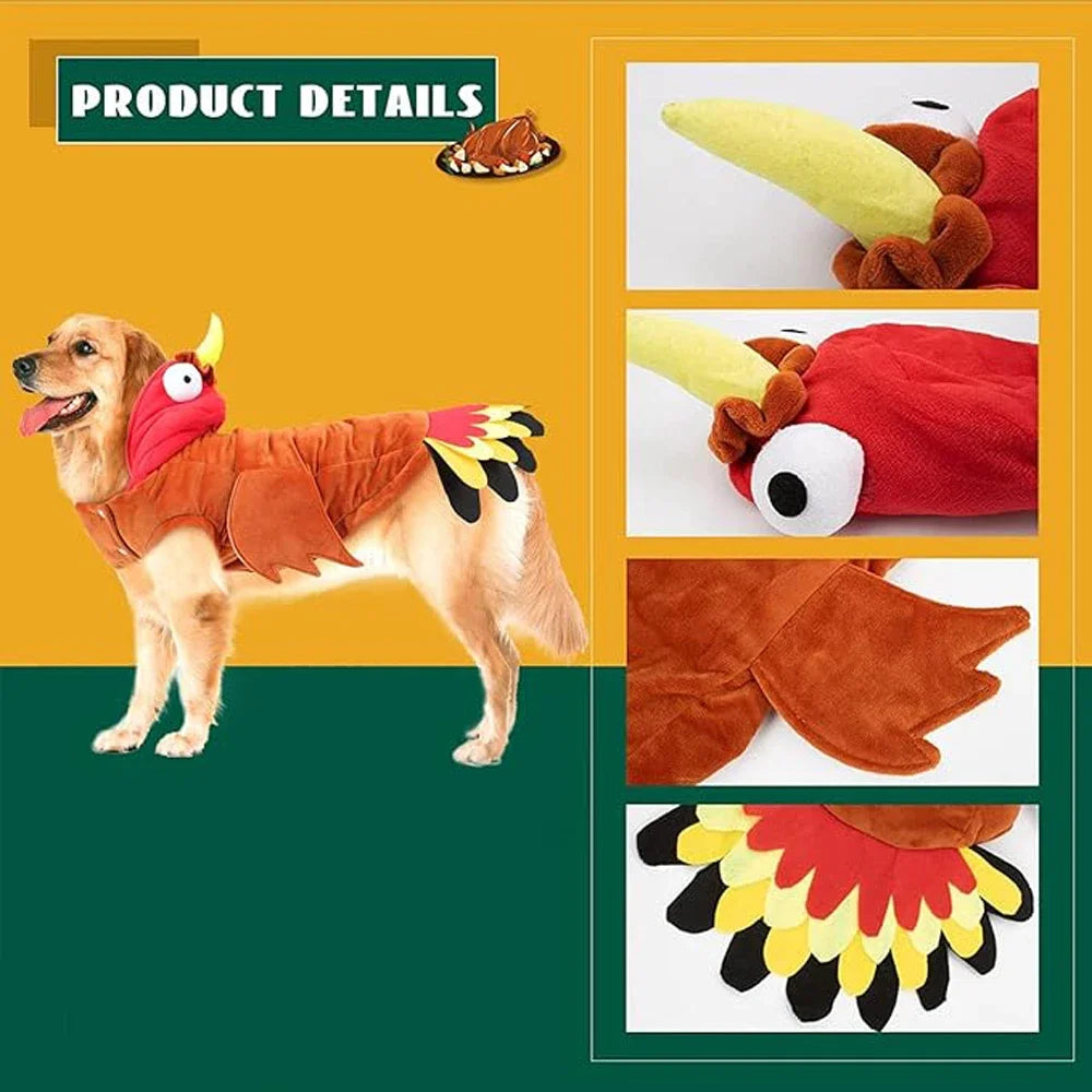 Fantasia de peru para cães no Halloween, fantasia de Ação de Graças para animais de estimação, roupa de inverno, vestuário para cosplay, fantasia para cães de pequeno, médio e grande porte.