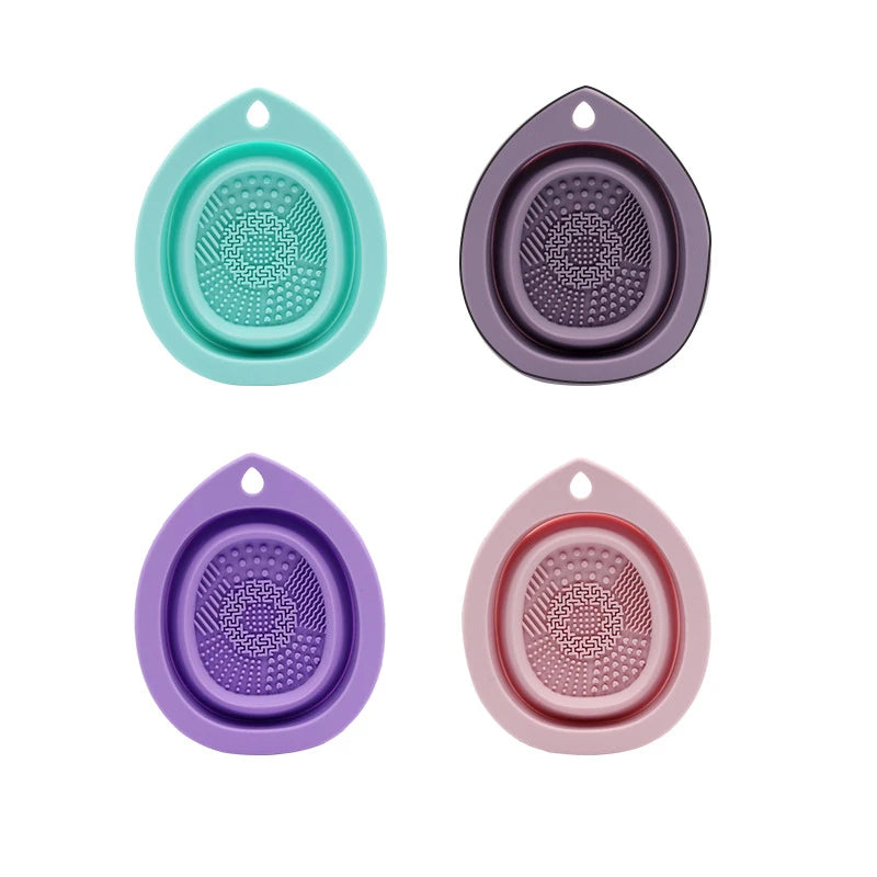 Silicone Makeup Brush Cleaner Folding Powder Puff Cleaning Bowl Eyeshadow Brush Washing Soft Mat Beauty Tools Scrubber Box