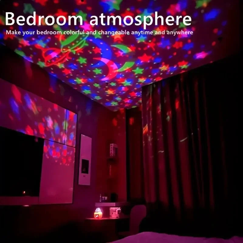 Led céu estrelado luzes da noite usb lâmpada do projetor bola mágica lua estrela luzes de natal casa sala atmosfera decorações
