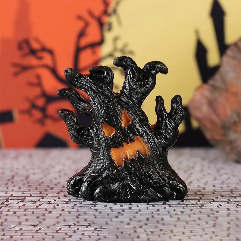 【A】Decoração de Árvore Assustadora Iluminada para Halloween com Luz LED Quente, Construção em Resina para Festa de Halloween, Decoração de Mesa e Casa Assombrada - Kasa & Pet