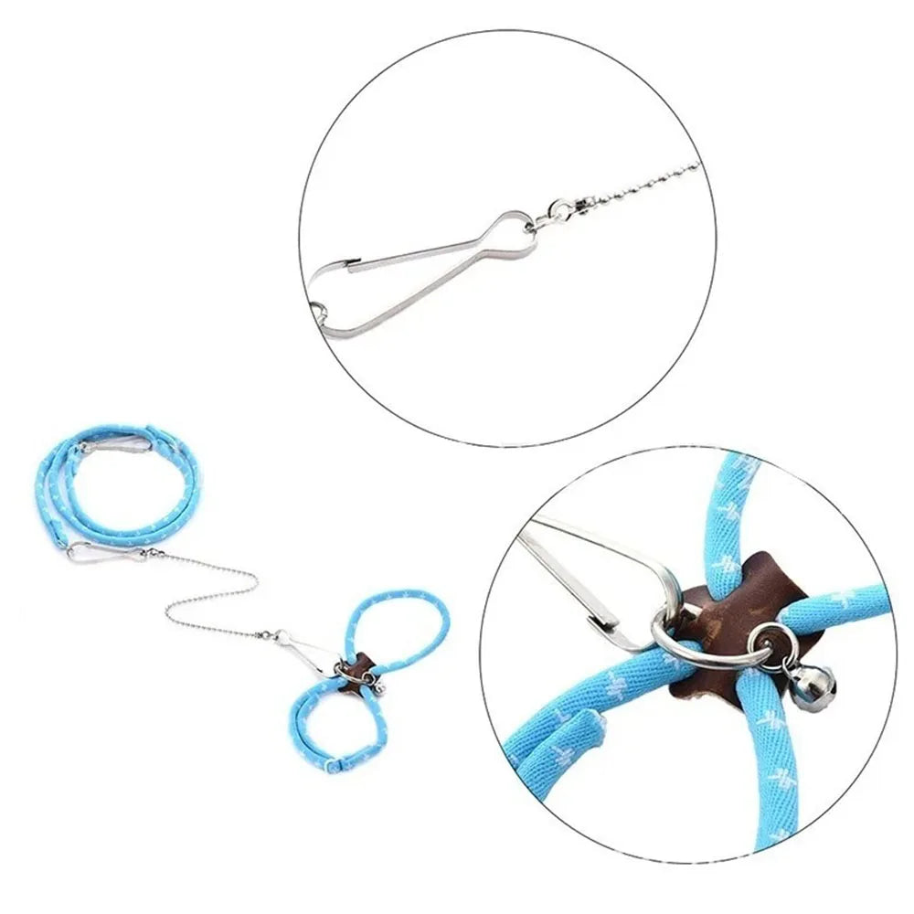 Pet ajustável macio arnês sino trela conjunto mouse hamster furões rato animal de estimação porco trela hamster arnês corda anti-mordida pet andando