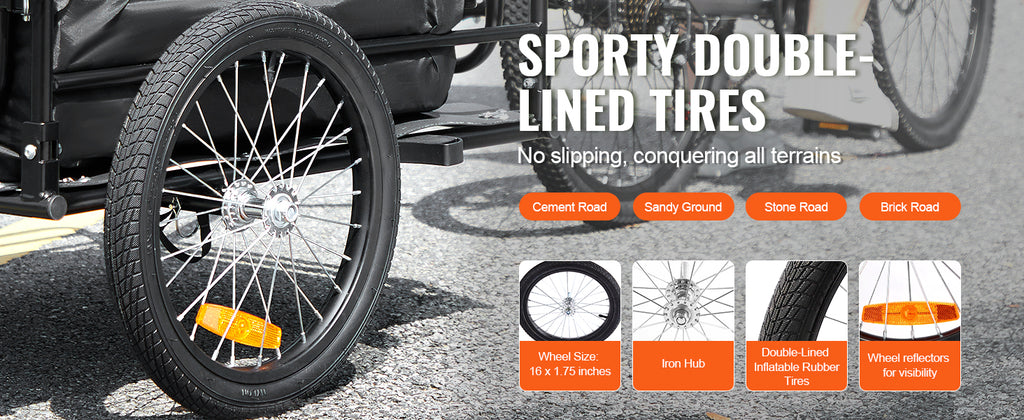 SucceBuy Carrinho de vagão dobrável para bicicleta, trailer de carga de bicicleta de 160 libras com engate universal, armazenamento compacto, adequado para rodas de bicicleta de 22 "-28"