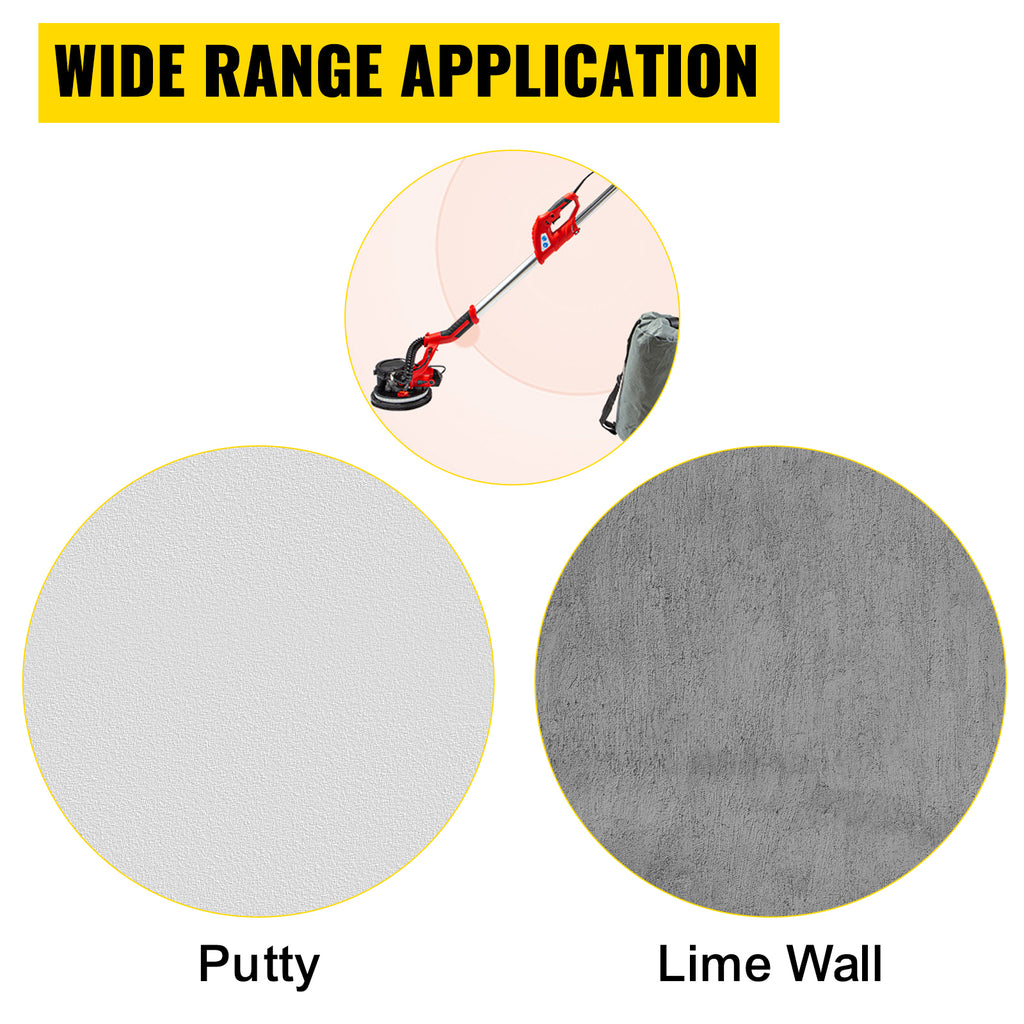 SucceBuy 850W Lixadeira para drywall Velocidade variável 800-1750 RPM Lixadeira elétrica para drywall Lixadeira dobrável com alça de telescópio
