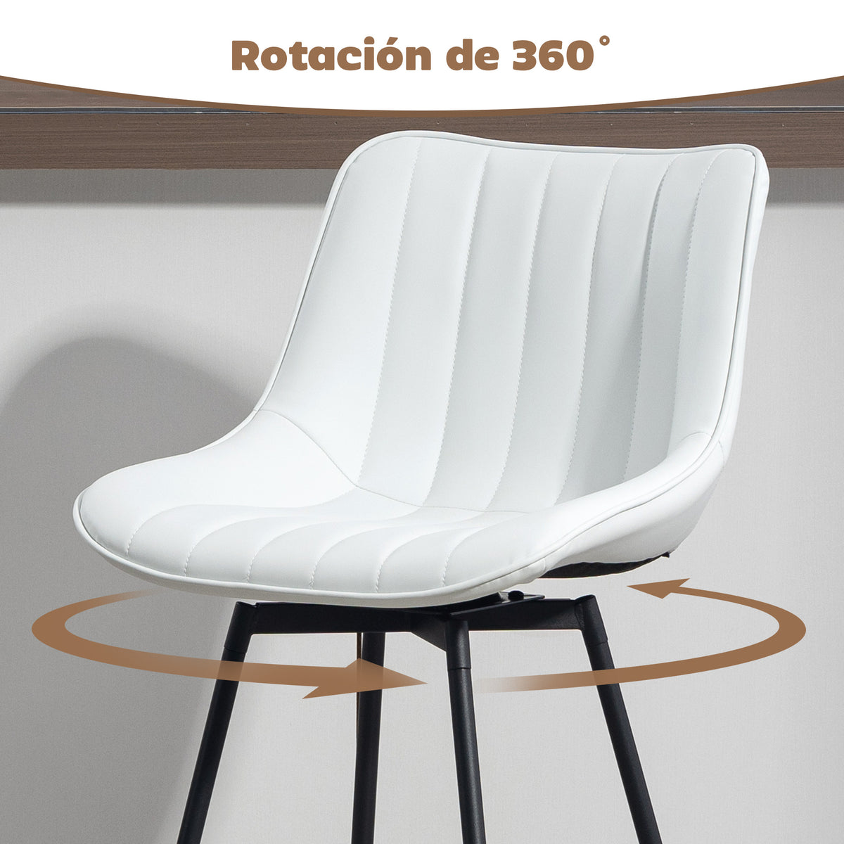 Conjunto Homcom com 2 Banquetas Giratórias, Banquetas Altas para Cozinha com Encosto Curvo e Apoio para os Pés, Estofadas em PU