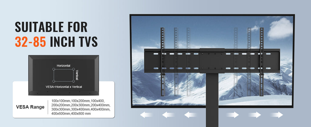SucceBuy Suporte de TV giratório alto para TV de 32 a 85 polegadas Suporte de TV portátil com altura ajustável Max VESA 600 x 800 mm