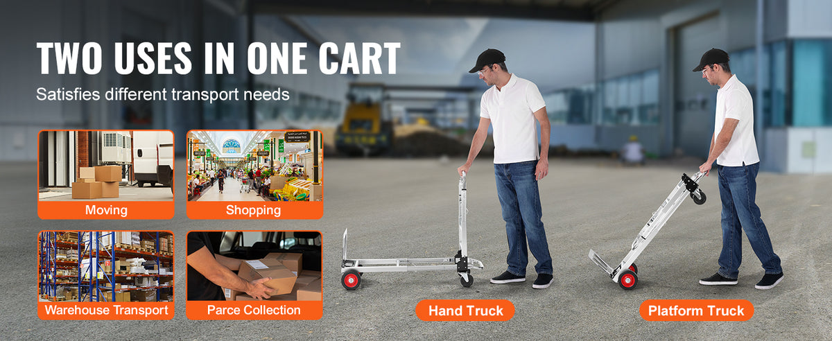 SucceBuy 400 libras de caminhão de mão dobrável leve dolly com rodas carrinho de utilidade de bagagem dobrável para transporte de armazém em movimento