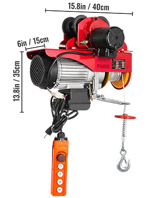 SucceBuy 1700LBS Guindaste Elétrico com Carrinho Levantador Portátil Guincho de Garagem Elevador de Esforço com Controle Remoto Com Fio
